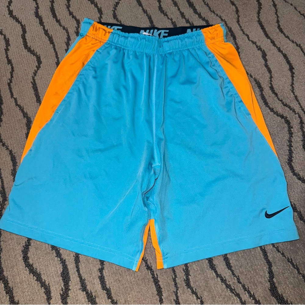 Nike Blue and Orange Athletic Shorts Quick-Dry Performance